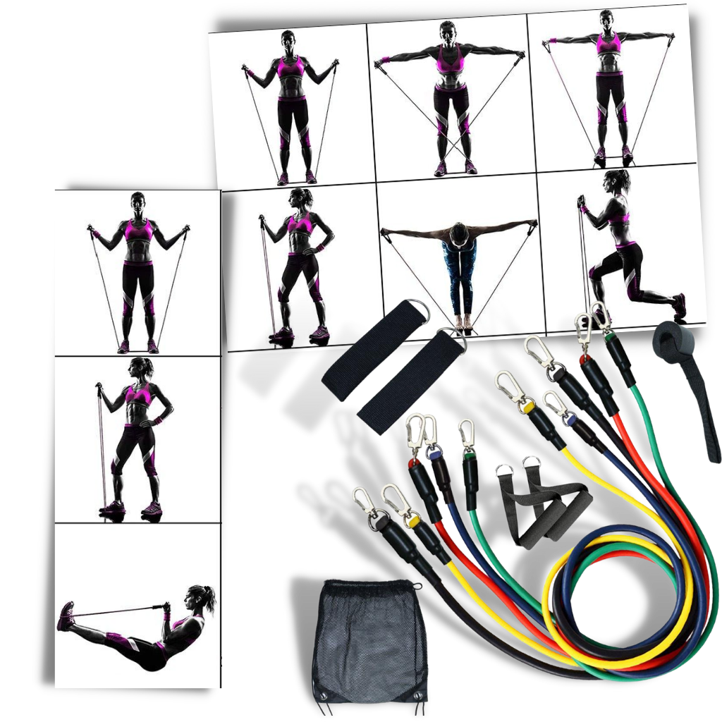 Complete Exercise Resistance Bands Set (11 Pcs)
