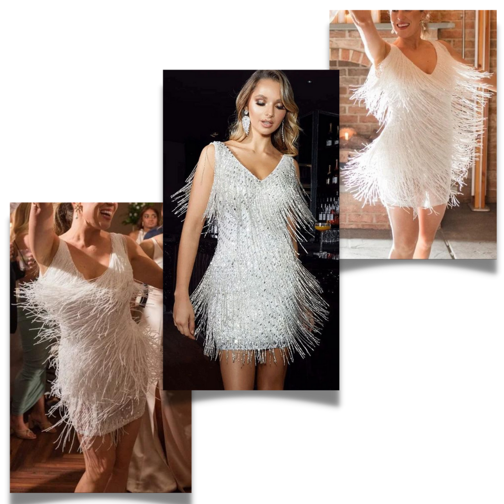 Sequin V-Neck Slip Dress - Ozerty