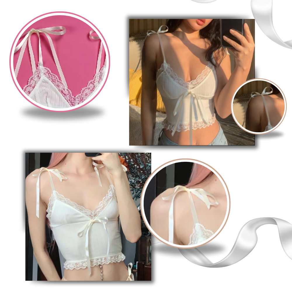 Soft Stylish Lace Trim Crop Top - Ozerty