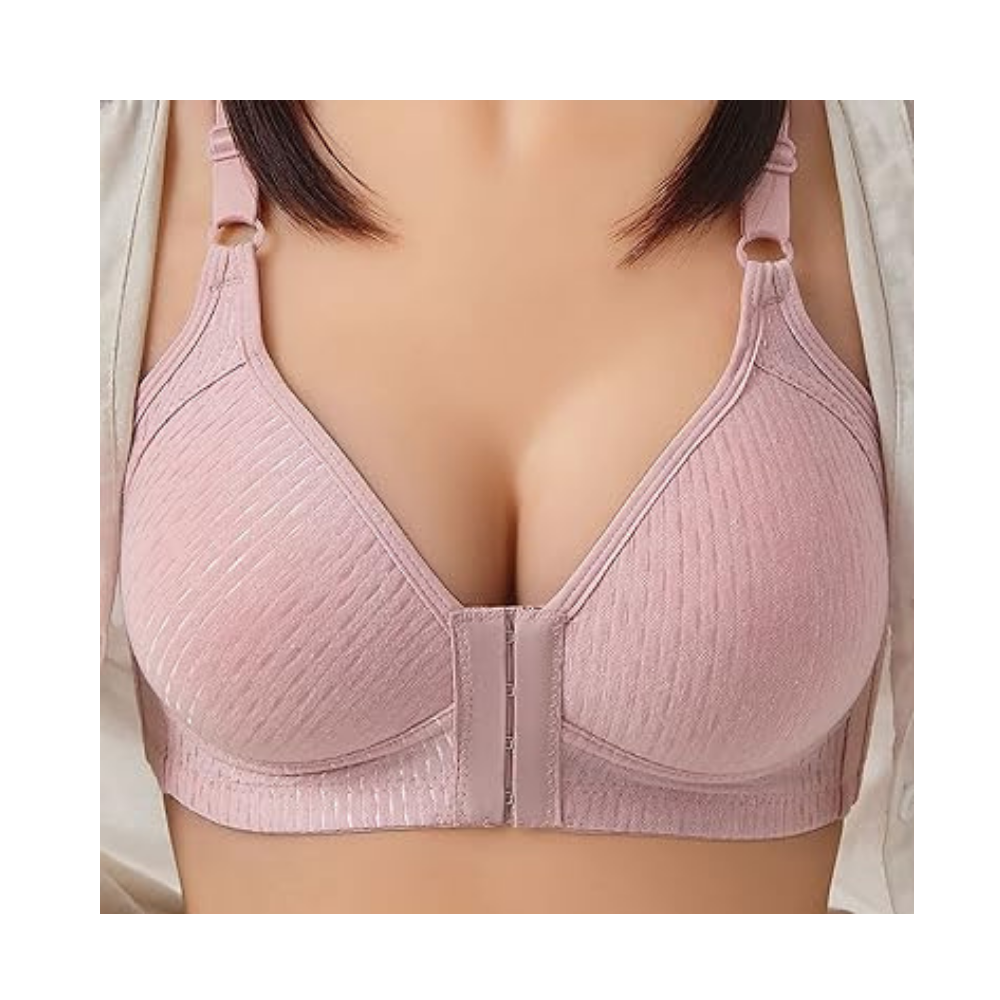 Wireless Plus Size Push Up Bra -Bean Paste Pique Cotton - Ozerty