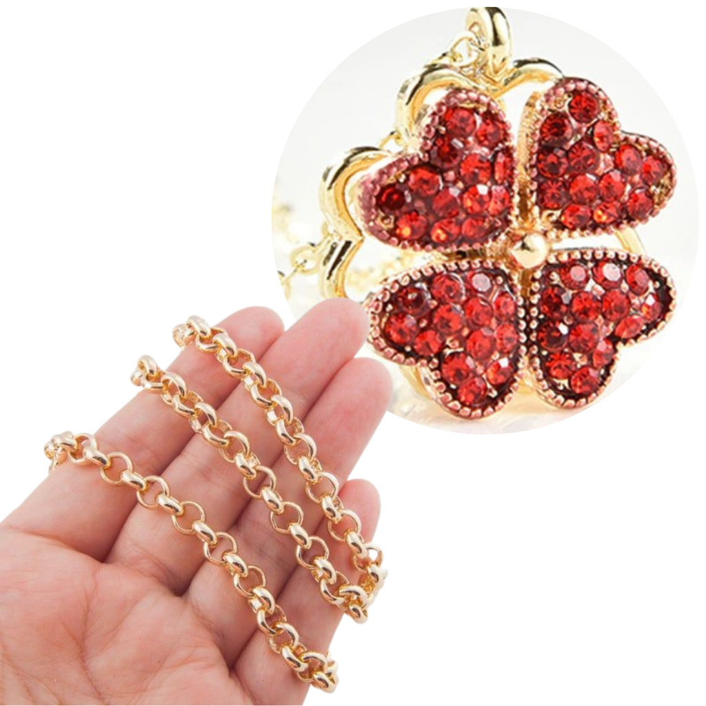 Adjustable 4 Leaf Clover Heart Necklace