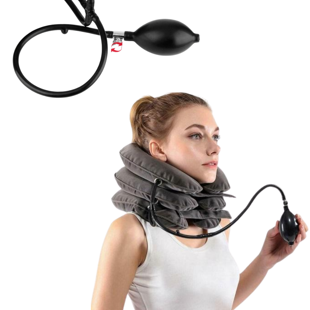 Cervical neck traction inflatable collar