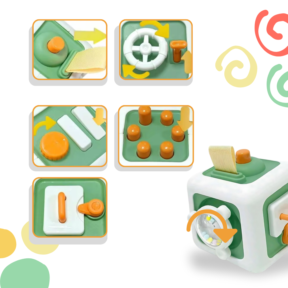 Vibrant 6 in 1 Busy Cube Sensory Toy - Ozerty