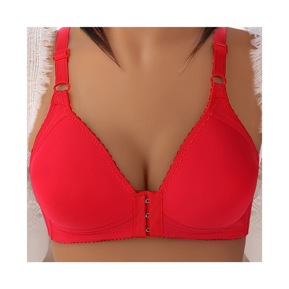 Wireless Plus Size Push Up Bra -Red Coral Soft Touch - Ozerty